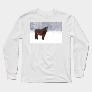 Brown on White - Horse Long Sleeve T-Shirt